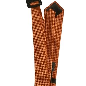 Pierre Cardin Mens Slim Coral Orange Diamond Print Tie